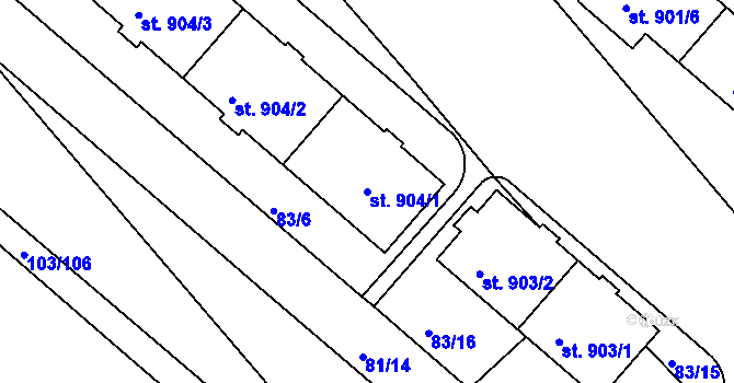 Parcela st. 904/1 v KÚ Neratovice, Katastrální mapa