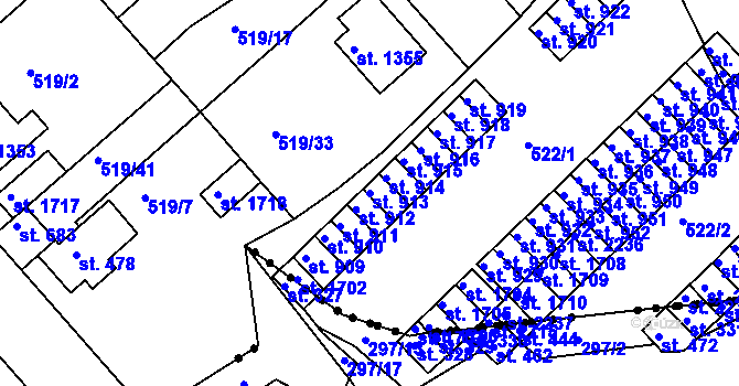 Parcela st. 913 v KÚ Neratovice, Katastrální mapa