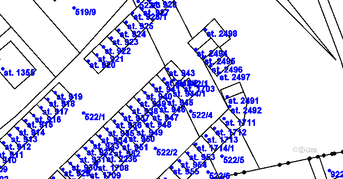 Parcela st. 944/1 v KÚ Neratovice, Katastrální mapa