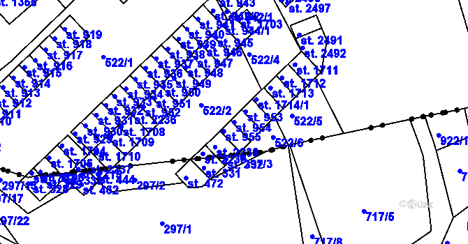 Parcela st. 954 v KÚ Neratovice, Katastrální mapa
