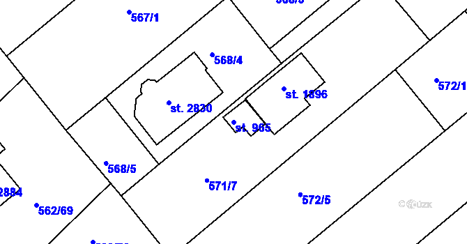 Parcela st. 965 v KÚ Neratovice, Katastrální mapa