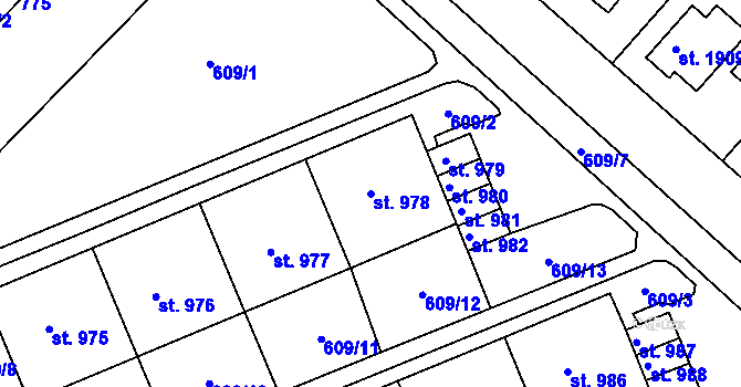 Parcela st. 978 v KÚ Neratovice, Katastrální mapa