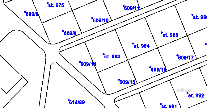 Parcela st. 983 v KÚ Neratovice, Katastrální mapa