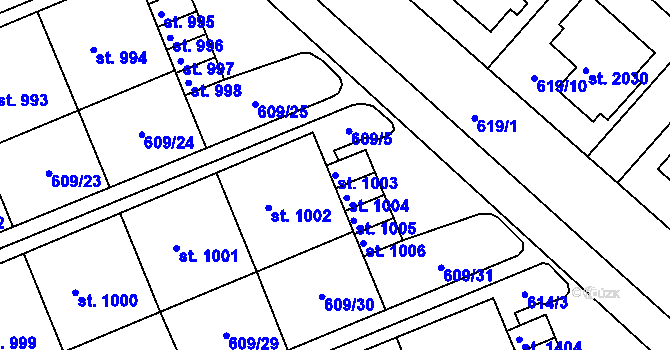 Parcela st. 1003 v KÚ Neratovice, Katastrální mapa