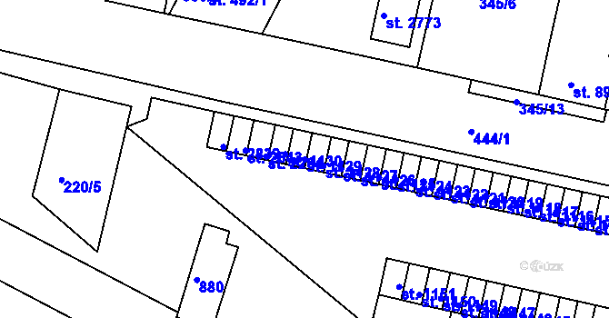 Parcela st. 1129 v KÚ Neratovice, Katastrální mapa