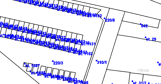 Parcela st. 1131 v KÚ Neratovice, Katastrální mapa
