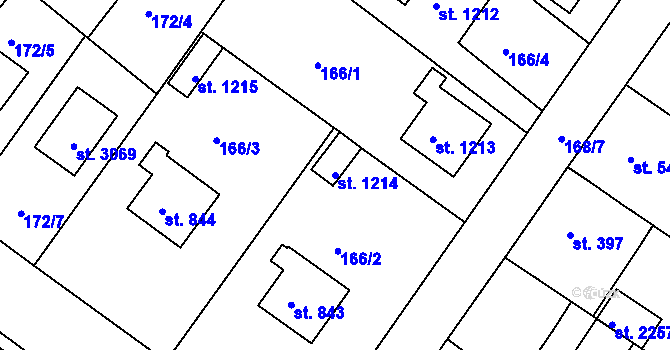 Parcela st. 1214 v KÚ Neratovice, Katastrální mapa