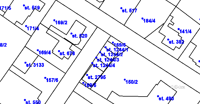 Parcela st. 1244/2 v KÚ Neratovice, Katastrální mapa