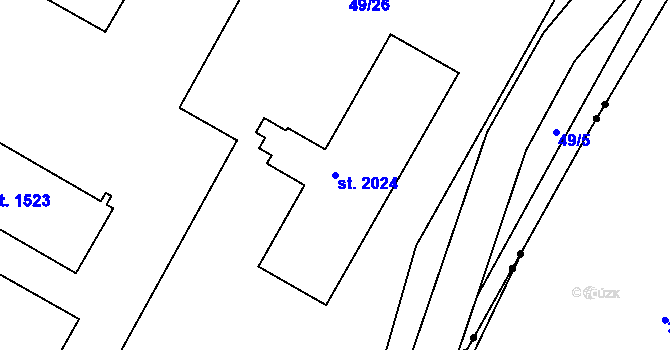 Parcela st. 2024 v KÚ Neratovice, Katastrální mapa