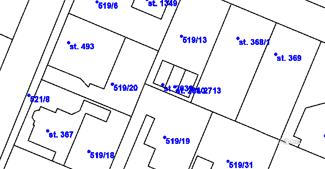 Parcela st. 2039 v KÚ Neratovice, Katastrální mapa