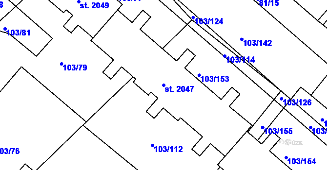 Parcela st. 2047 v KÚ Neratovice, Katastrální mapa
