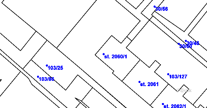 Parcela st. 2060/1 v KÚ Neratovice, Katastrální mapa