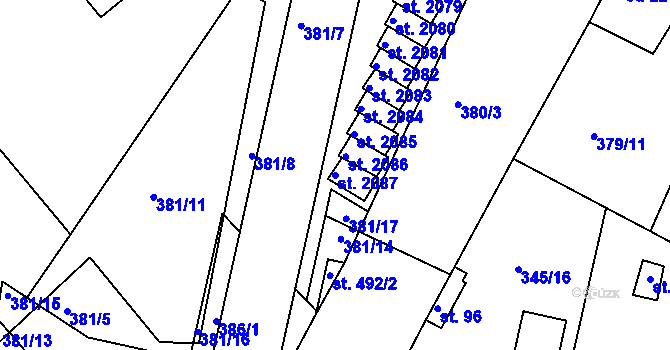 Parcela st. 2087 v KÚ Neratovice, Katastrální mapa
