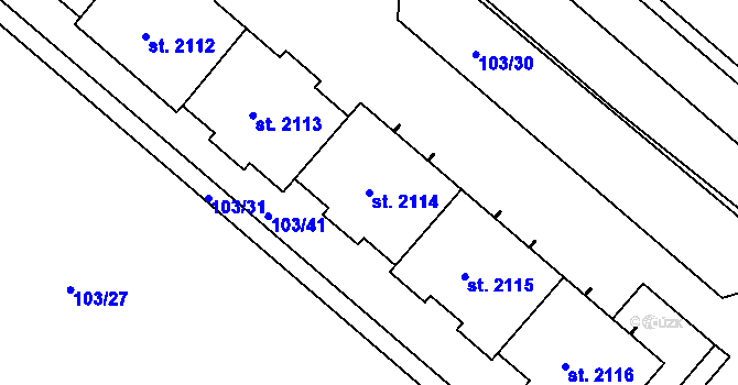 Parcela st. 2114 v KÚ Neratovice, Katastrální mapa