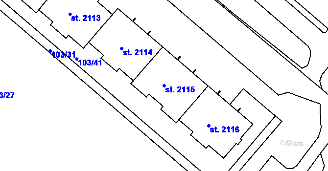 Parcela st. 2115 v KÚ Neratovice, Katastrální mapa