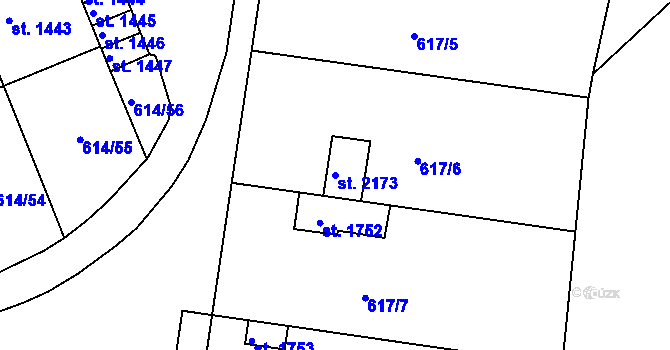 Parcela st. 2173 v KÚ Neratovice, Katastrální mapa