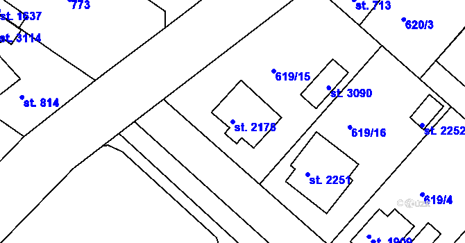 Parcela st. 2178 v KÚ Neratovice, Katastrální mapa
