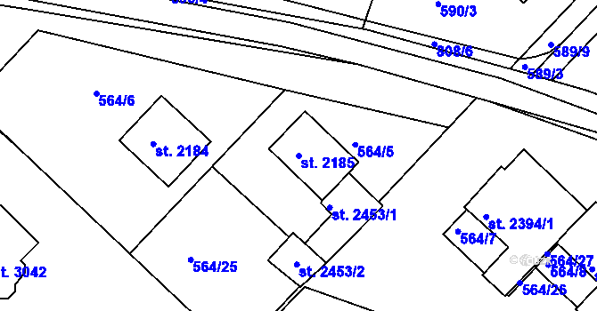 Parcela st. 2185 v KÚ Neratovice, Katastrální mapa
