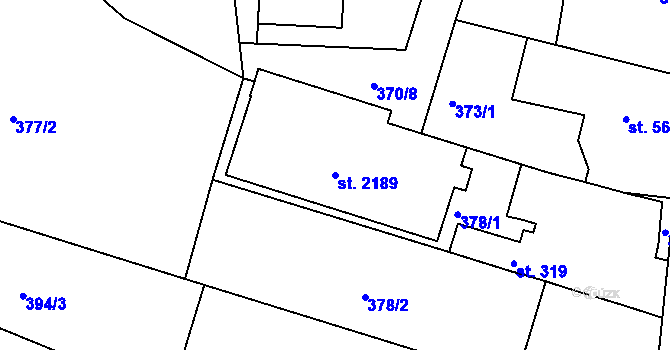 Parcela st. 2189 v KÚ Neratovice, Katastrální mapa