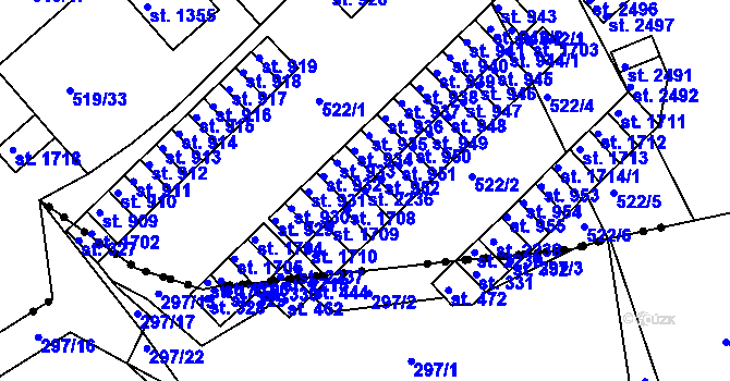 Parcela st. 2236 v KÚ Neratovice, Katastrální mapa