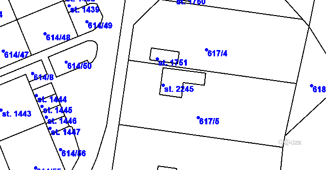 Parcela st. 2245 v KÚ Neratovice, Katastrální mapa