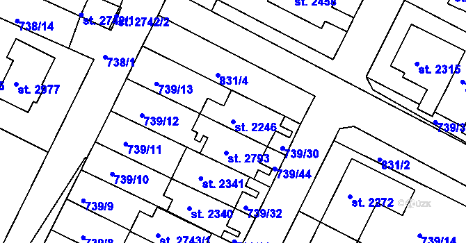 Parcela st. 2246 v KÚ Neratovice, Katastrální mapa