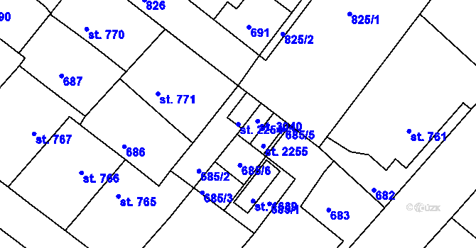 Parcela st. 2254 v KÚ Neratovice, Katastrální mapa