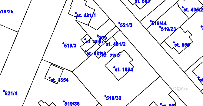 Parcela st. 2262 v KÚ Neratovice, Katastrální mapa