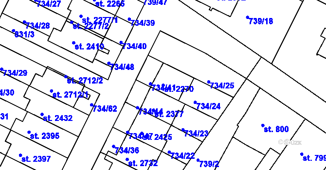 Parcela st. 2270 v KÚ Neratovice, Katastrální mapa