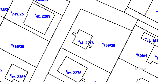 Parcela st. 2276 v KÚ Neratovice, Katastrální mapa