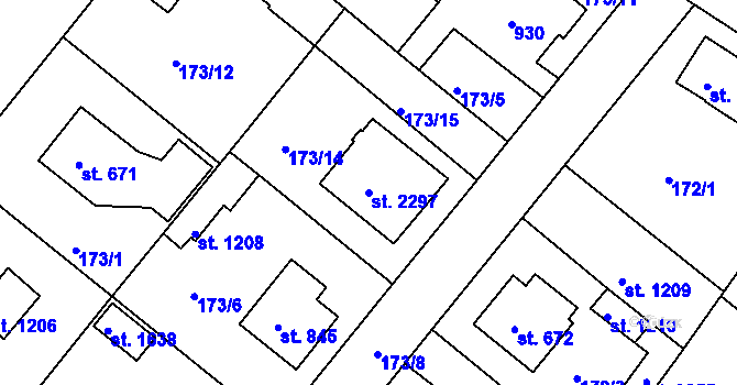 Parcela st. 2297 v KÚ Neratovice, Katastrální mapa