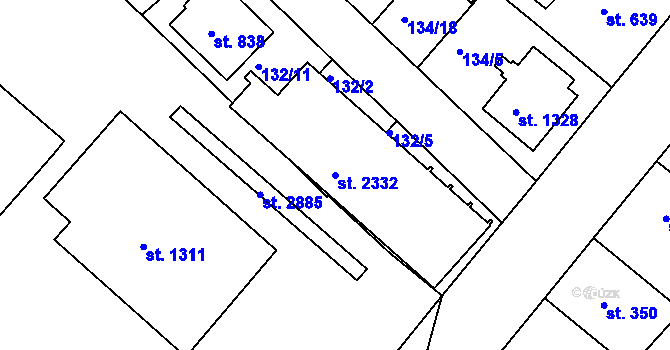 Parcela st. 2332 v KÚ Neratovice, Katastrální mapa