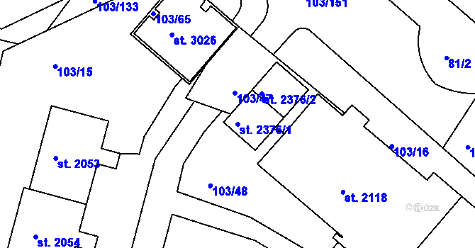 Parcela st. 2376/1 v KÚ Neratovice, Katastrální mapa