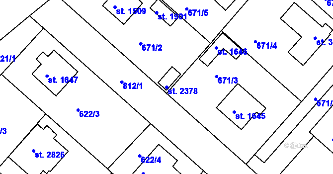 Parcela st. 2378 v KÚ Neratovice, Katastrální mapa