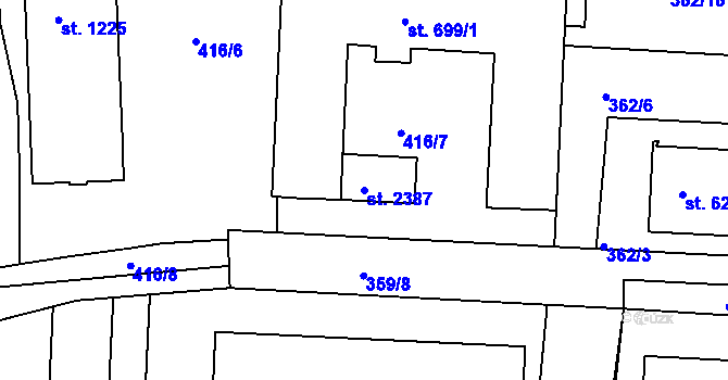 Parcela st. 2387 v KÚ Neratovice, Katastrální mapa