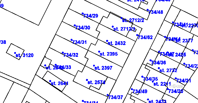 Parcela st. 2395 v KÚ Neratovice, Katastrální mapa