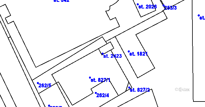 Parcela st. 2423 v KÚ Neratovice, Katastrální mapa