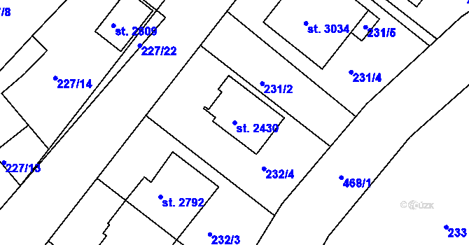 Parcela st. 2430 v KÚ Neratovice, Katastrální mapa