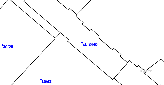 Parcela st. 2440 v KÚ Neratovice, Katastrální mapa