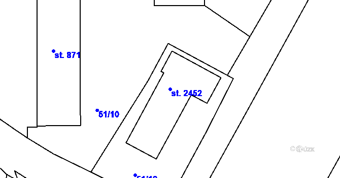 Parcela st. 2452 v KÚ Neratovice, Katastrální mapa