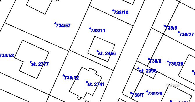 Parcela st. 2466 v KÚ Neratovice, Katastrální mapa