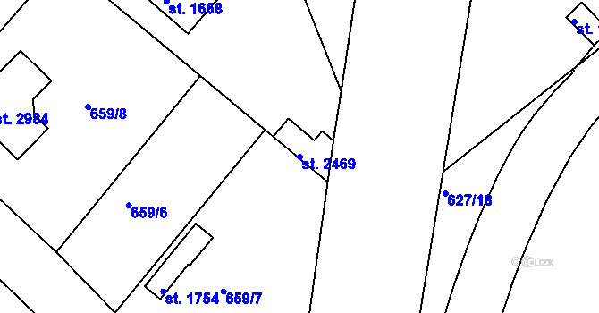 Parcela st. 2469 v KÚ Neratovice, Katastrální mapa