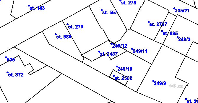 Parcela st. 2487 v KÚ Neratovice, Katastrální mapa
