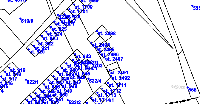 Parcela st. 2496 v KÚ Neratovice, Katastrální mapa