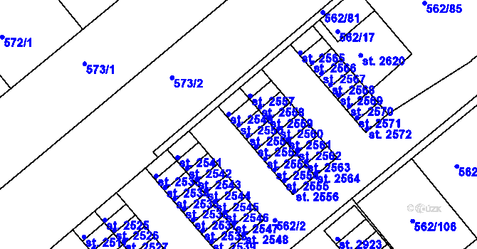 Parcela st. 2550 v KÚ Neratovice, Katastrální mapa