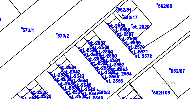 Parcela st. 2559 v KÚ Neratovice, Katastrální mapa
