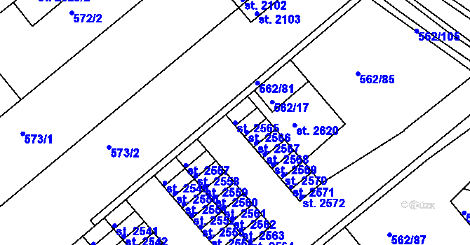 Parcela st. 2565 v KÚ Neratovice, Katastrální mapa