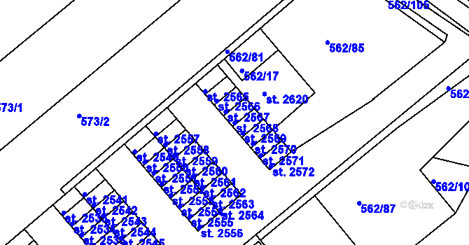 Parcela st. 2568 v KÚ Neratovice, Katastrální mapa