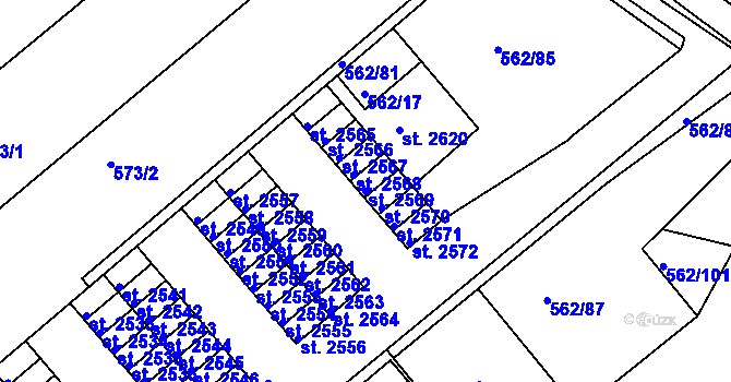 Parcela st. 2569 v KÚ Neratovice, Katastrální mapa