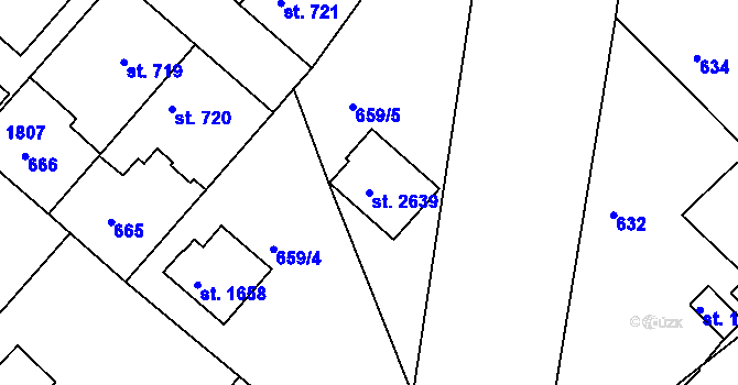 Parcela st. 2639 v KÚ Neratovice, Katastrální mapa